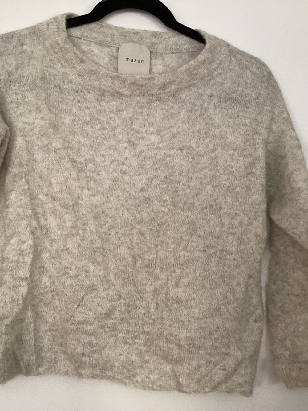 Mason Sweater Womens Size P ivory Cashmere Silk Cropped Hem Long Sleeve